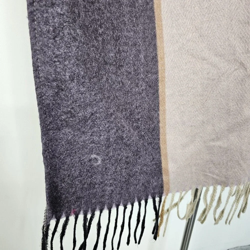 Woolrich Multicolor Plaid Rectangular Fringe Cozy Blanket Wrap One Size Gray Tan